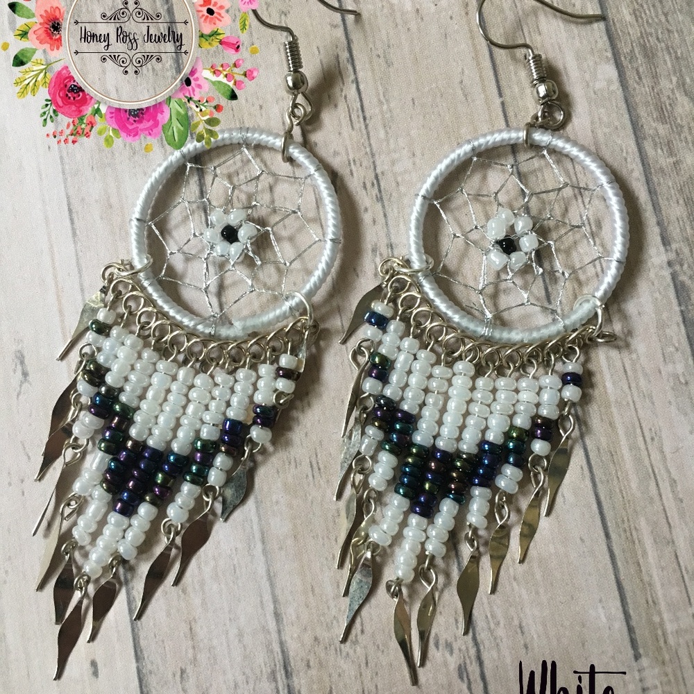 Boho earrings and necklace dream catcher